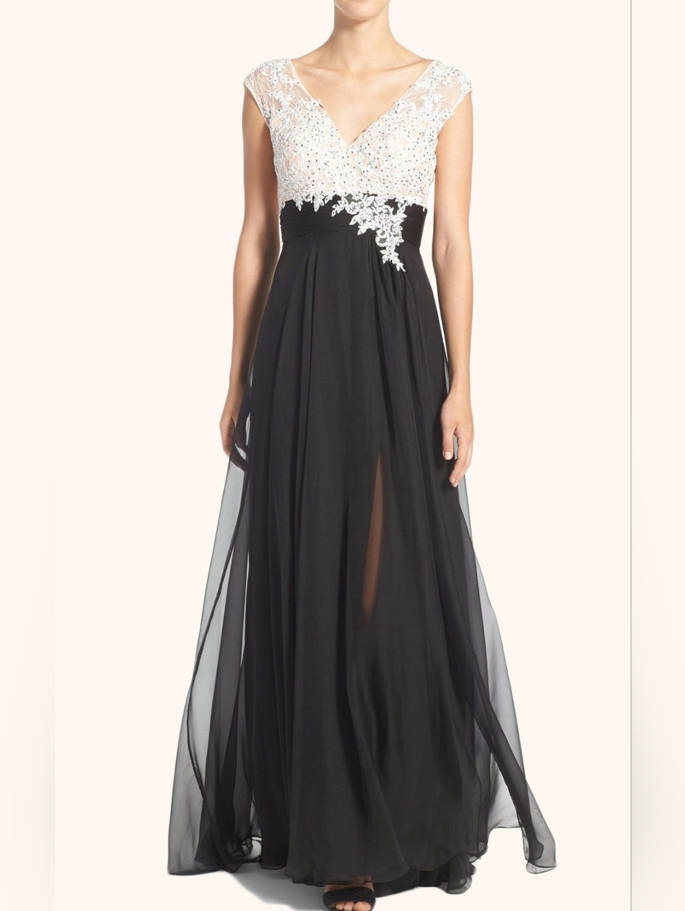 Mac Duggal Black and Cream Formal Gown - Picture 3 of 6